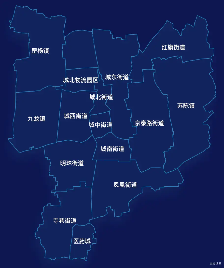 echarts泰州市海陵区geoJson地图地图下钻展示