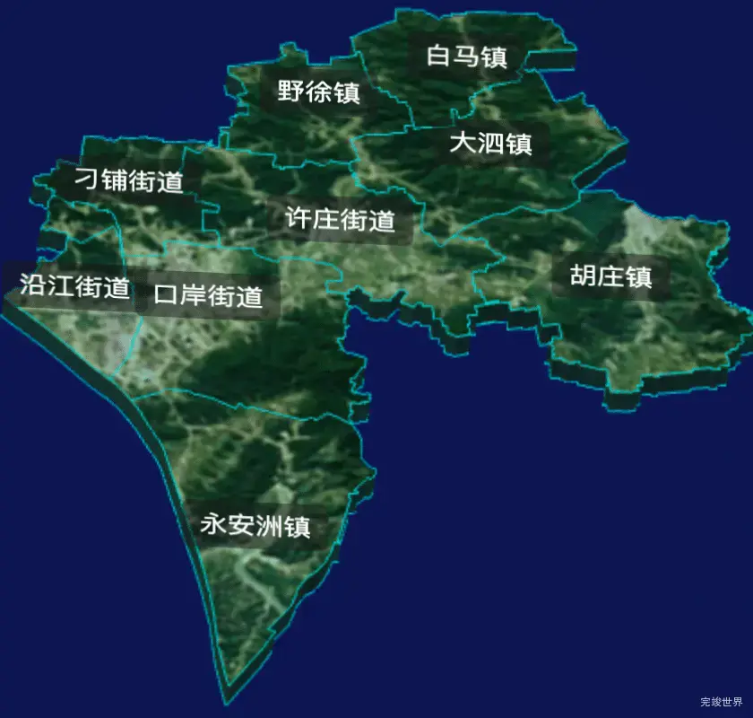 threejs泰州市高港区geoJson地图3d地图CSS3D标签