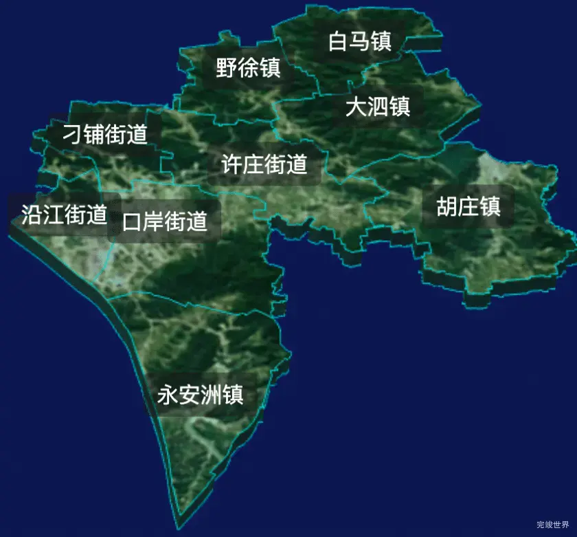 threejs泰州市高港区geoJson地图3d地图css2d标签