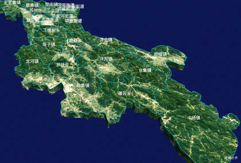 echarts宿迁市宿城区geoJson地图3d地图自定义贴图-绿色地面