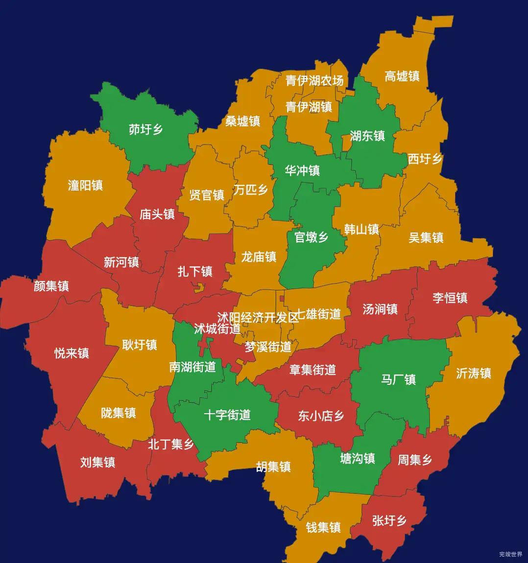 echarts宿迁市沭阳县geoJson地图定义颜色