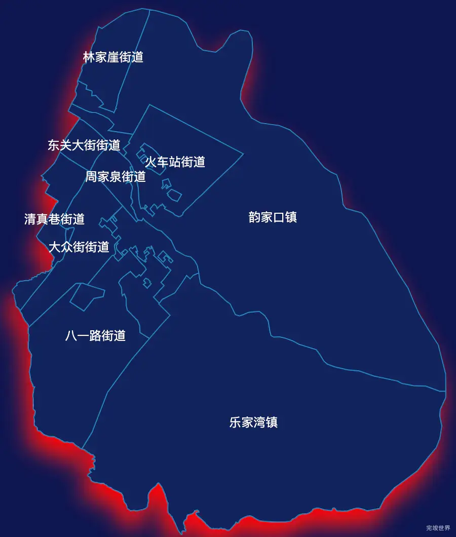 echarts西宁市城东区geoJson地图阴影