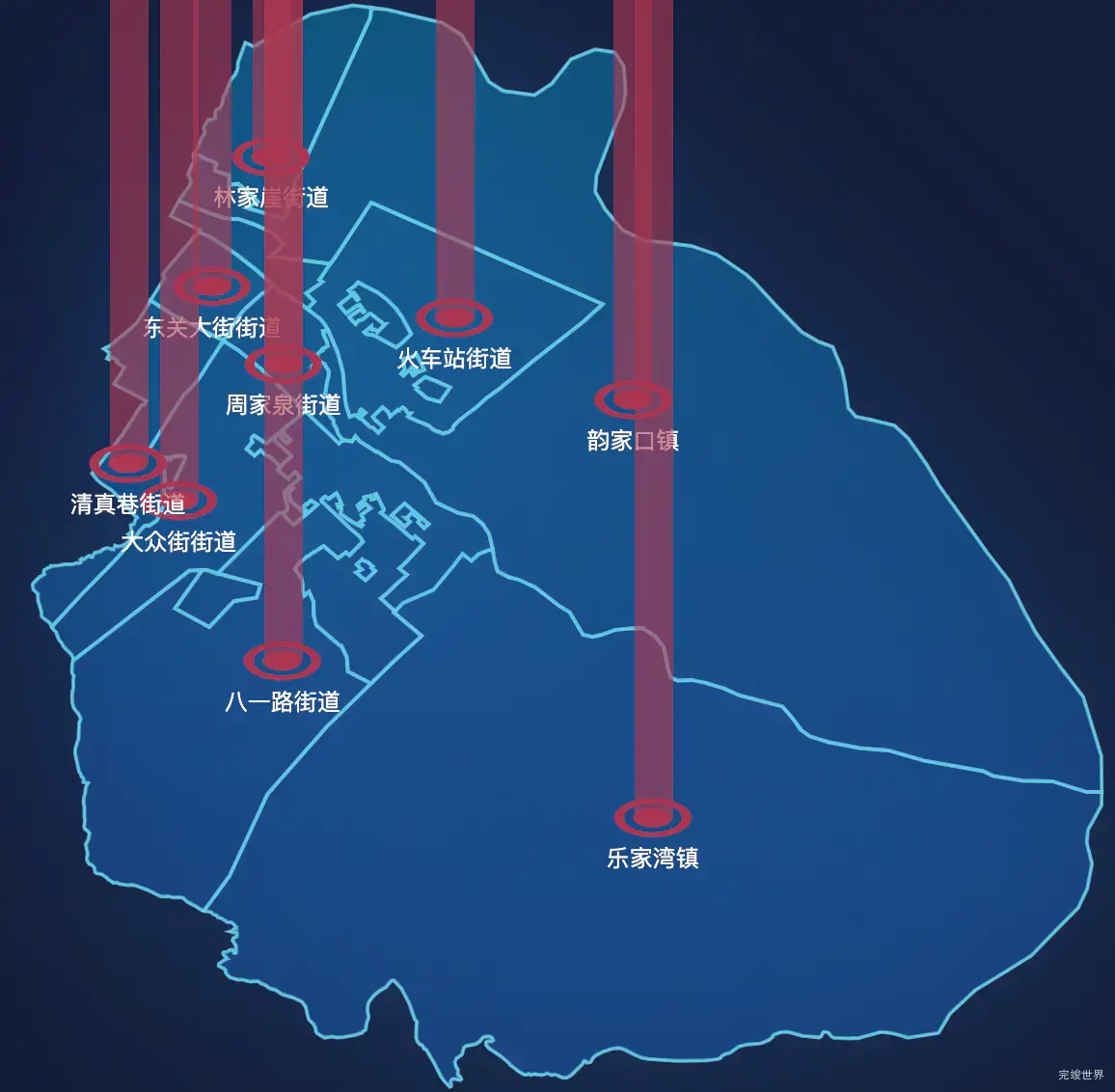 echarts西宁市城东区geoJson地图添加柱状图