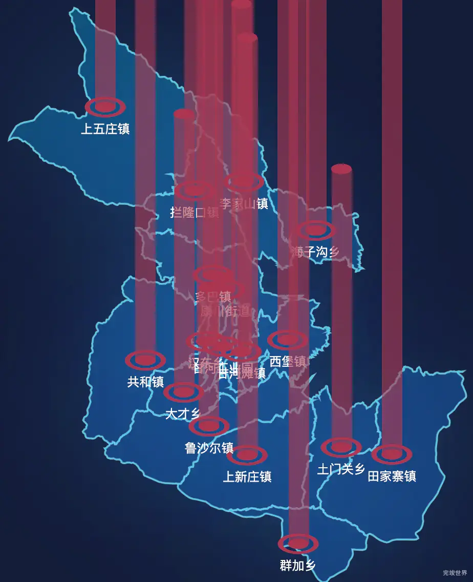 echarts西宁市湟中区geoJson地图添加柱状图