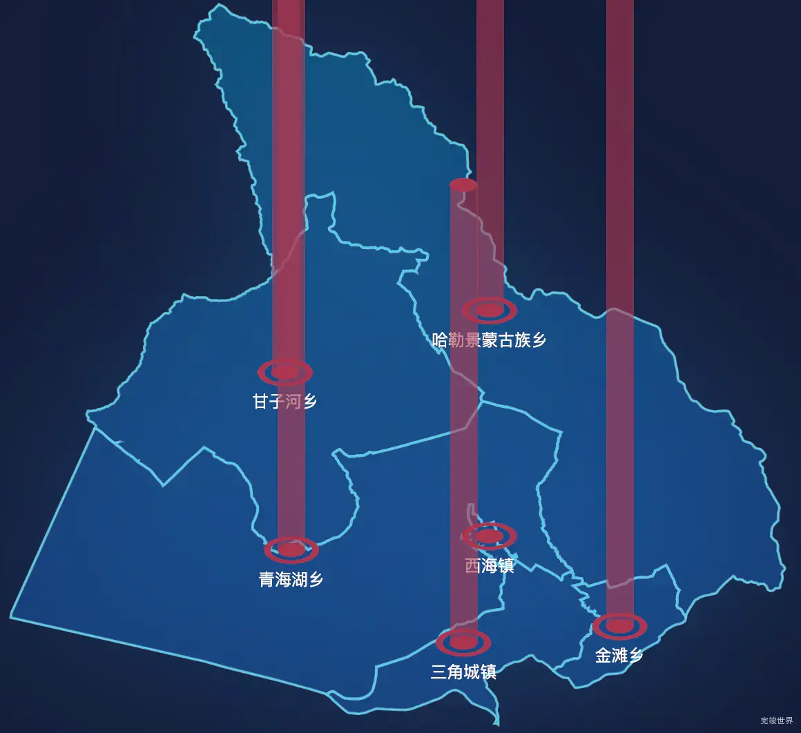 echarts海北藏族自治州海晏县geoJson地图添加柱状图