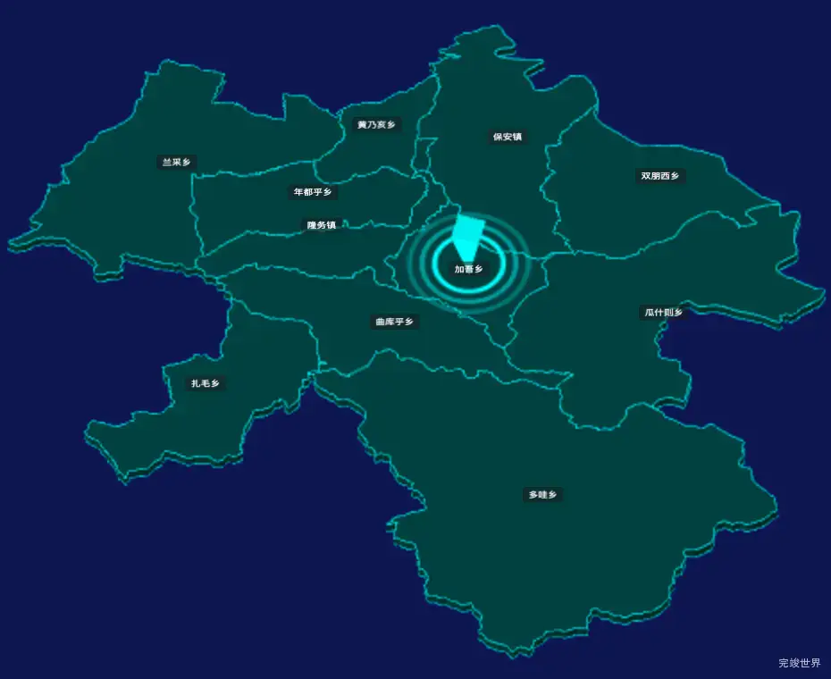 threejs黄南藏族自治州同仁市geoJson地图3d地图添加旋转棱锥