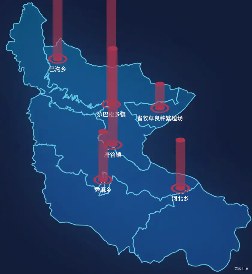 echarts海南藏族自治州同德县geoJson地图添加柱状图