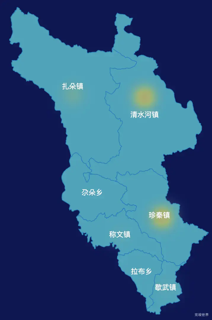 echarts玉树藏族自治州称多县geoJson地图热力图