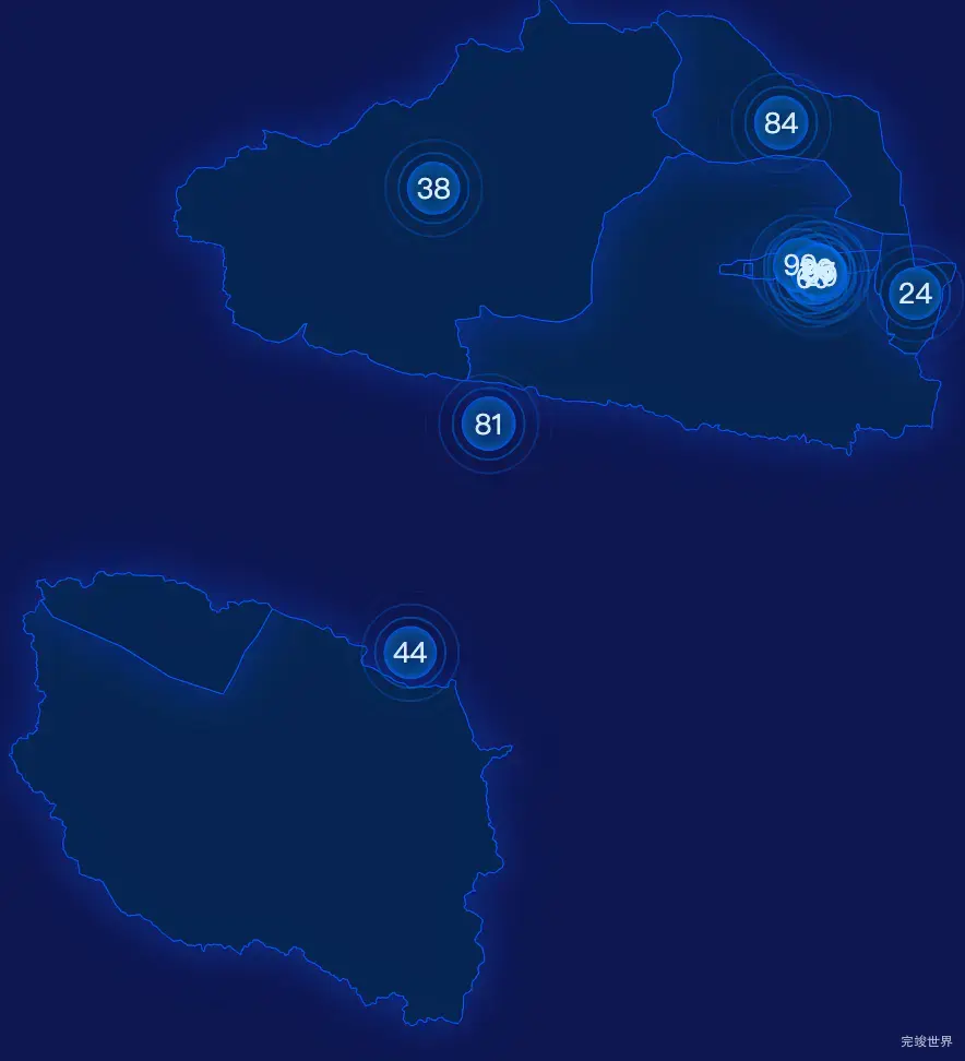 echarts海西蒙古族藏族自治州格尔木市geoJson地图圆形波纹状气泡图