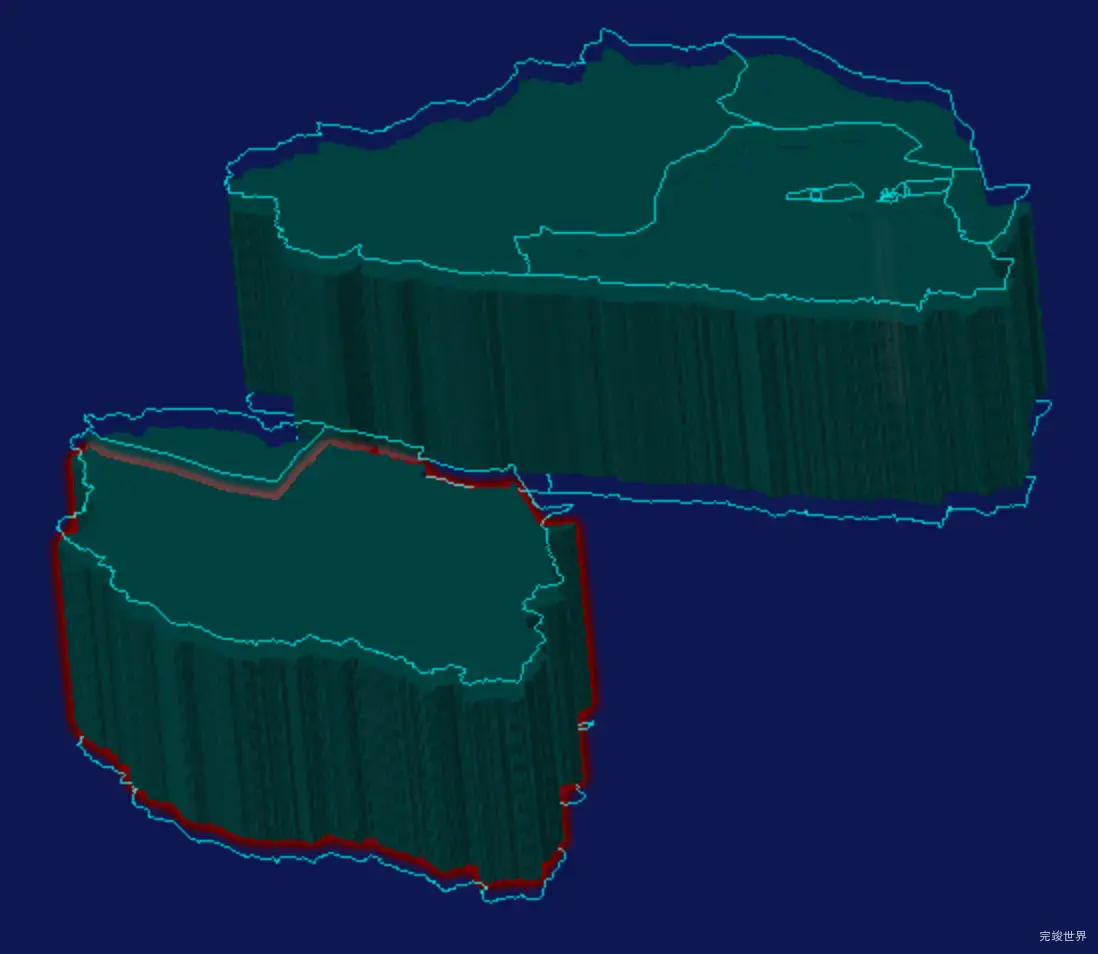 threejs海西蒙古族藏族自治州格尔木市geoJson地图3d地图红色描边闪烁警报