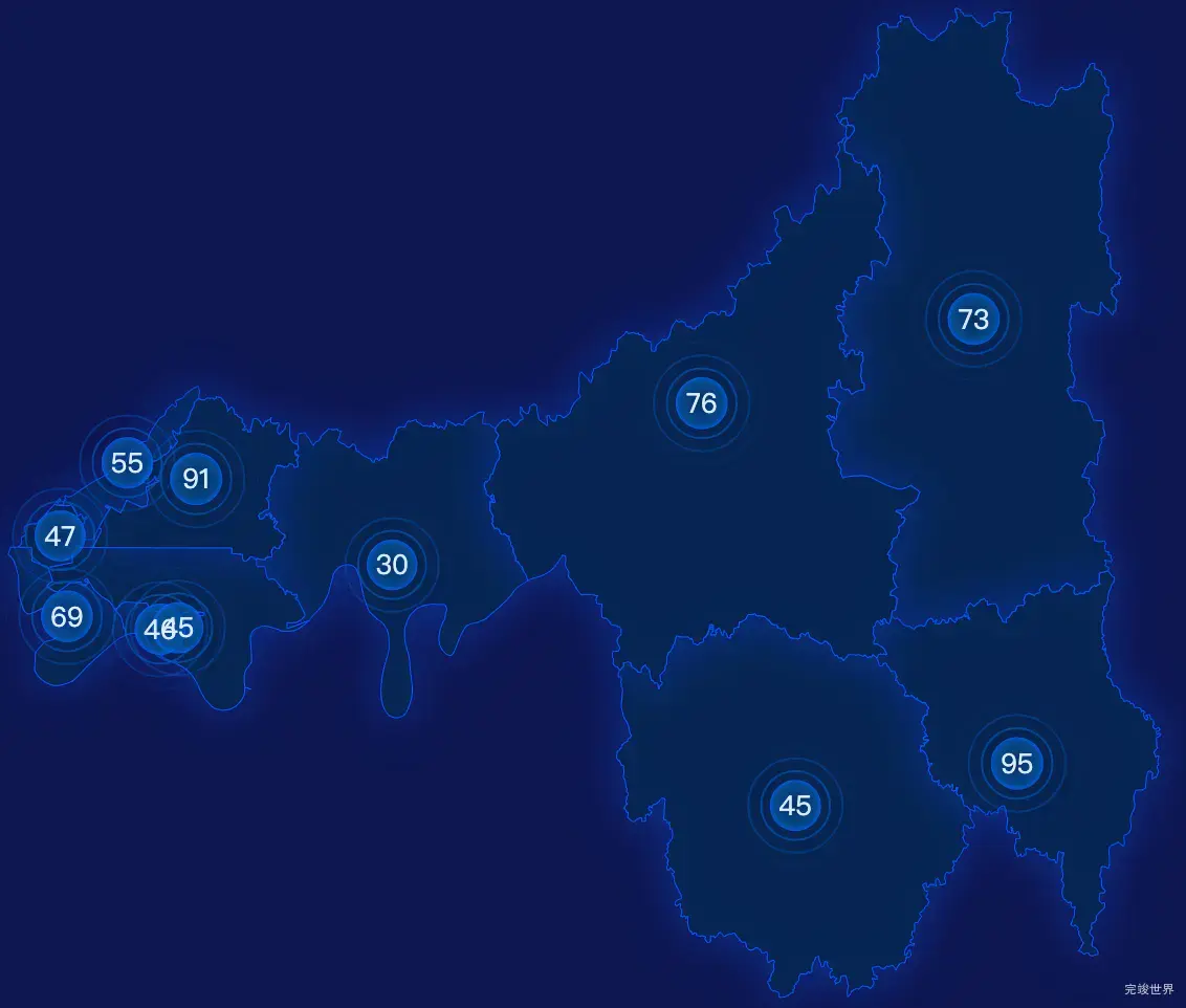 echarts南宁市青秀区geoJson地图圆形波纹状气泡图