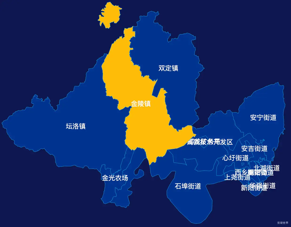 echarts南宁市西乡塘区geoJson地图指定区域高亮