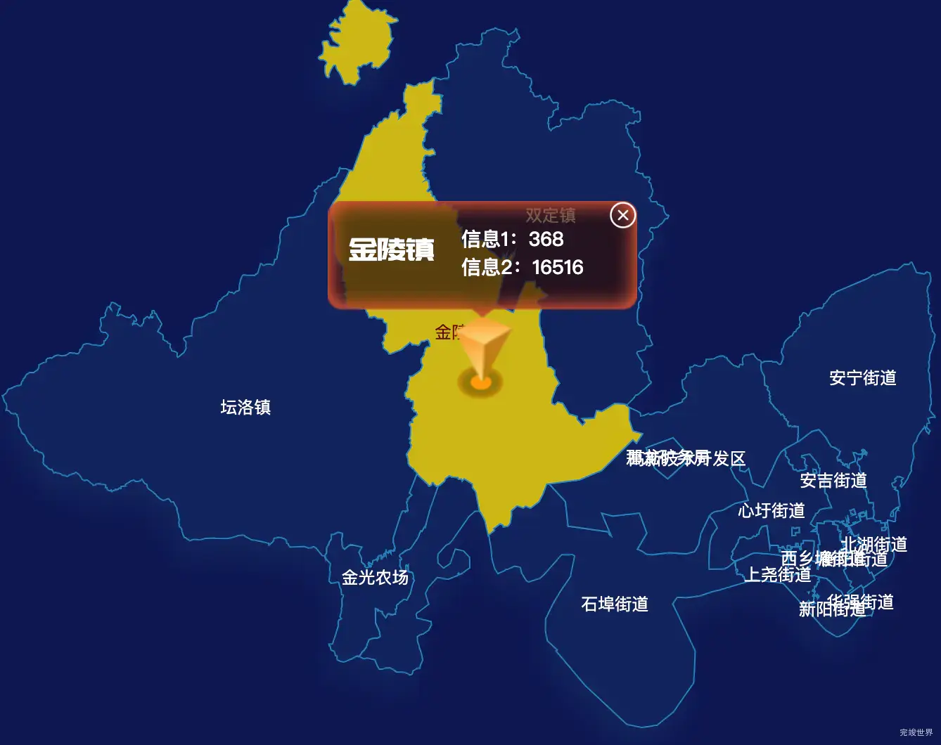 echarts南宁市西乡塘区geoJson地图点击弹出自定义弹窗