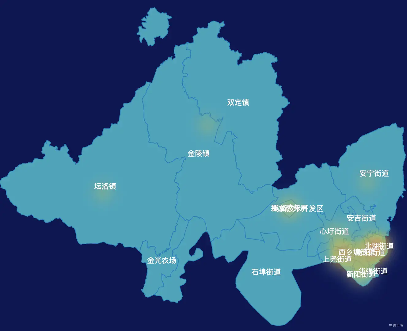 echarts南宁市西乡塘区geoJson地图热力图