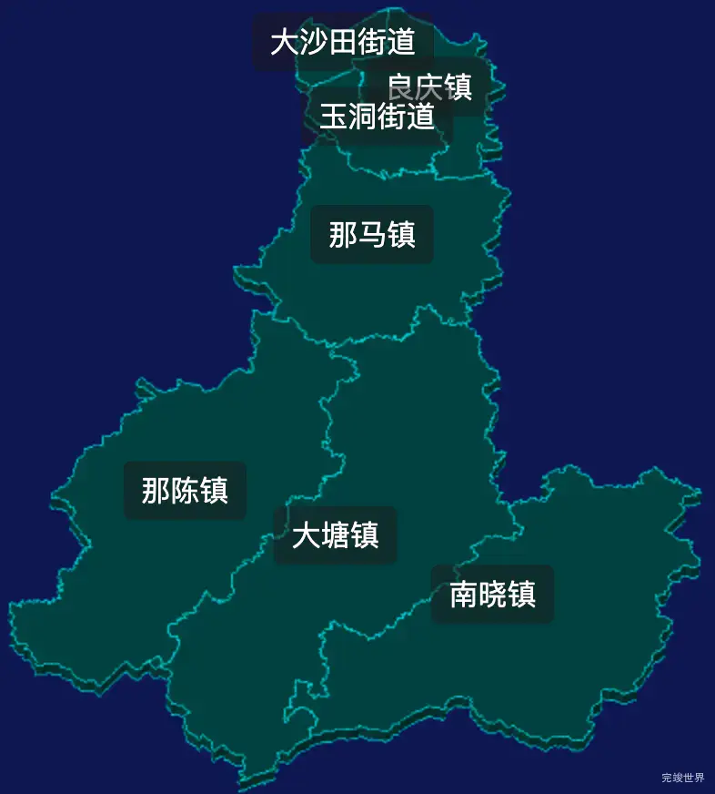 threejs南宁市良庆区geoJson地图3d地图