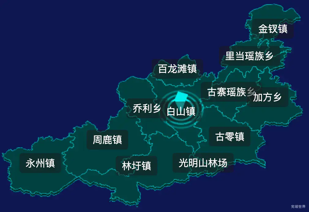 threejs南宁市马山县geoJson地图3d地图CSS2D外加旋转棱锥