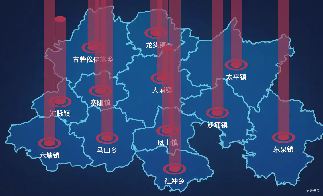 echarts柳州市柳城县geoJson地图添加柱状图