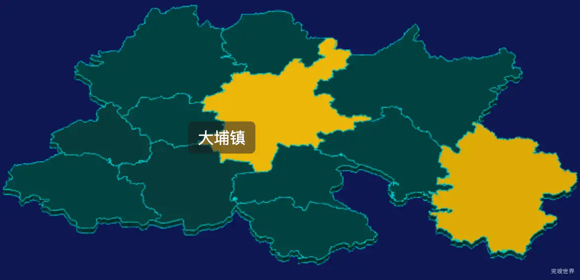 threejs柳州市柳城县geoJson地图3d地图指定区域闪烁