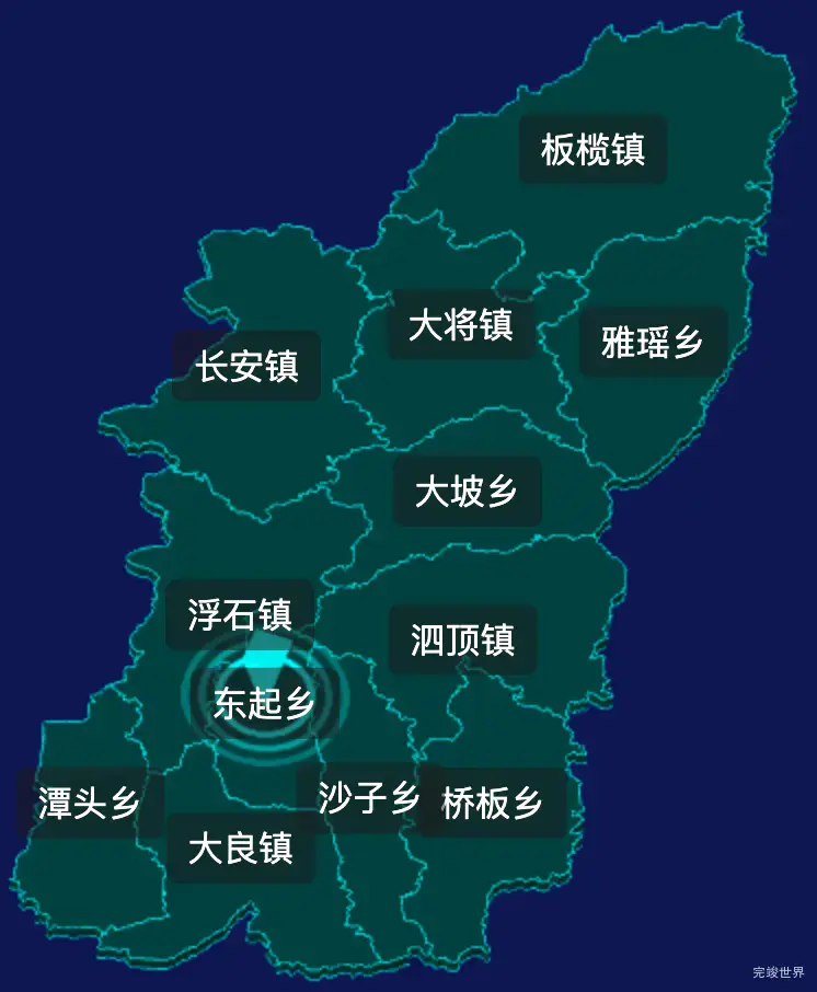 threejs柳州市融安县geoJson地图3d地图CSS2D外加旋转棱锥