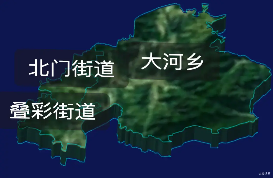 threejs桂林市叠彩区geoJson地图3d地图CSS3D标签