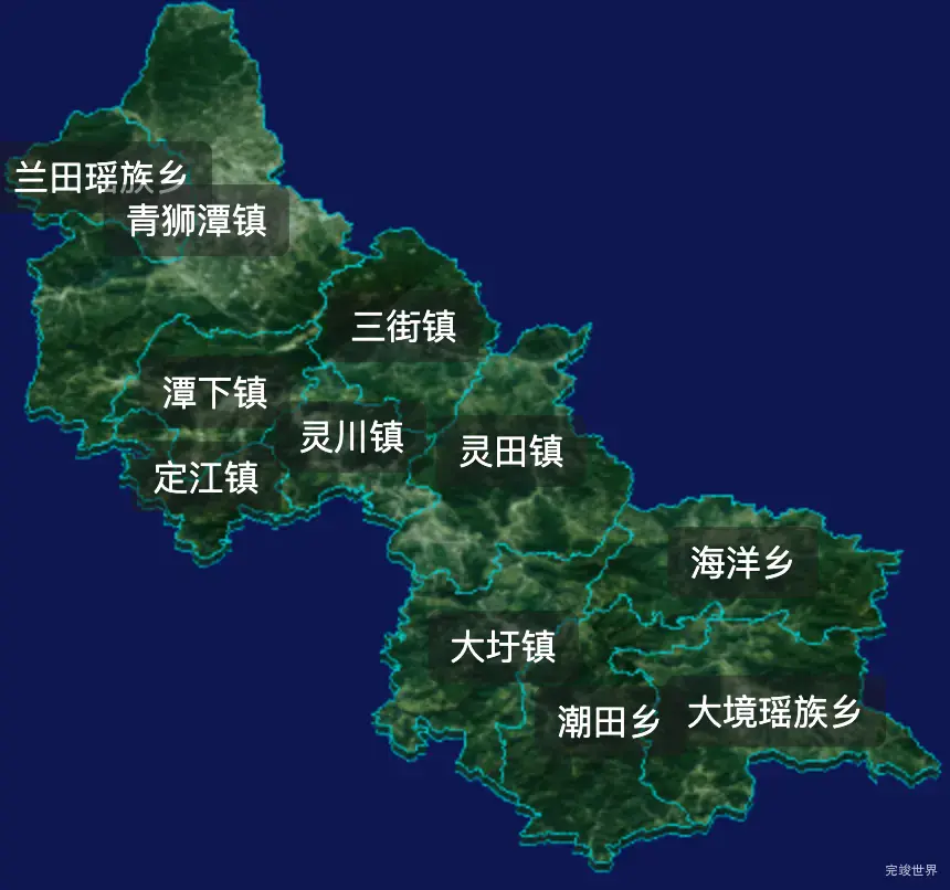 threejs桂林市灵川县geoJson地图3d地图自定义贴图加CSS2D标签