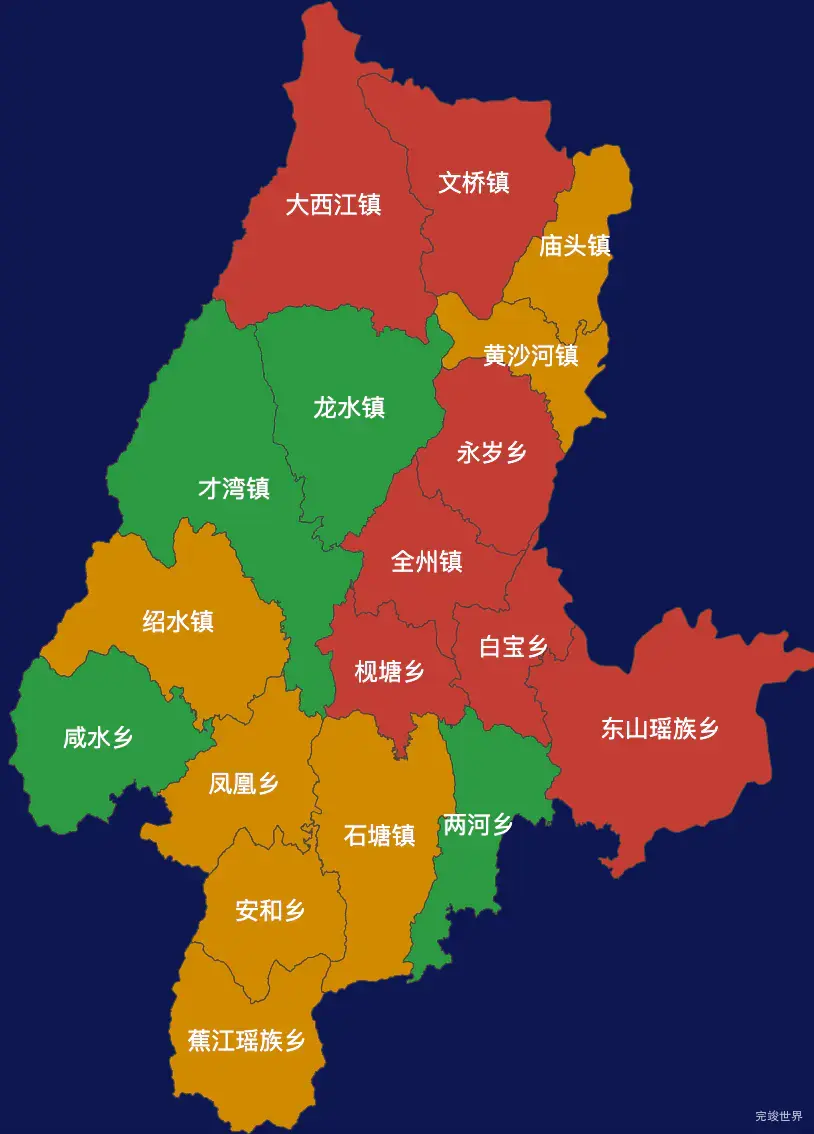 echarts桂林市全州县geoJson地图定义颜色