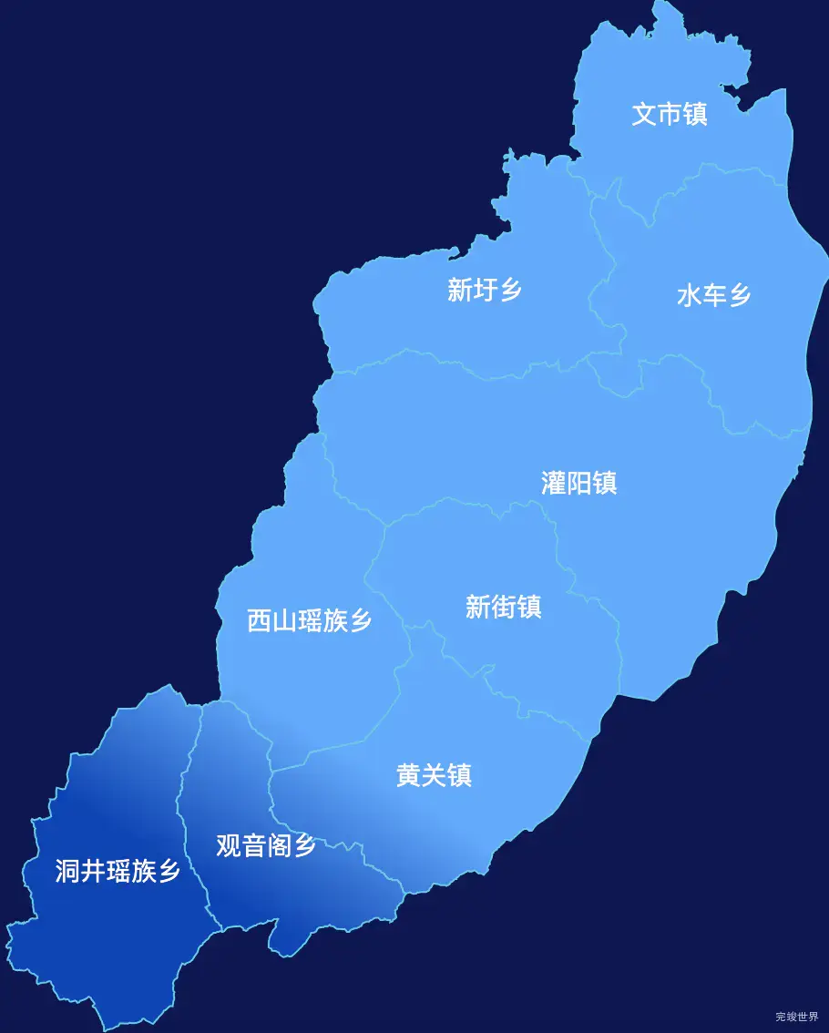 echarts桂林市灌阳县geoJson地图全局颜色渐变