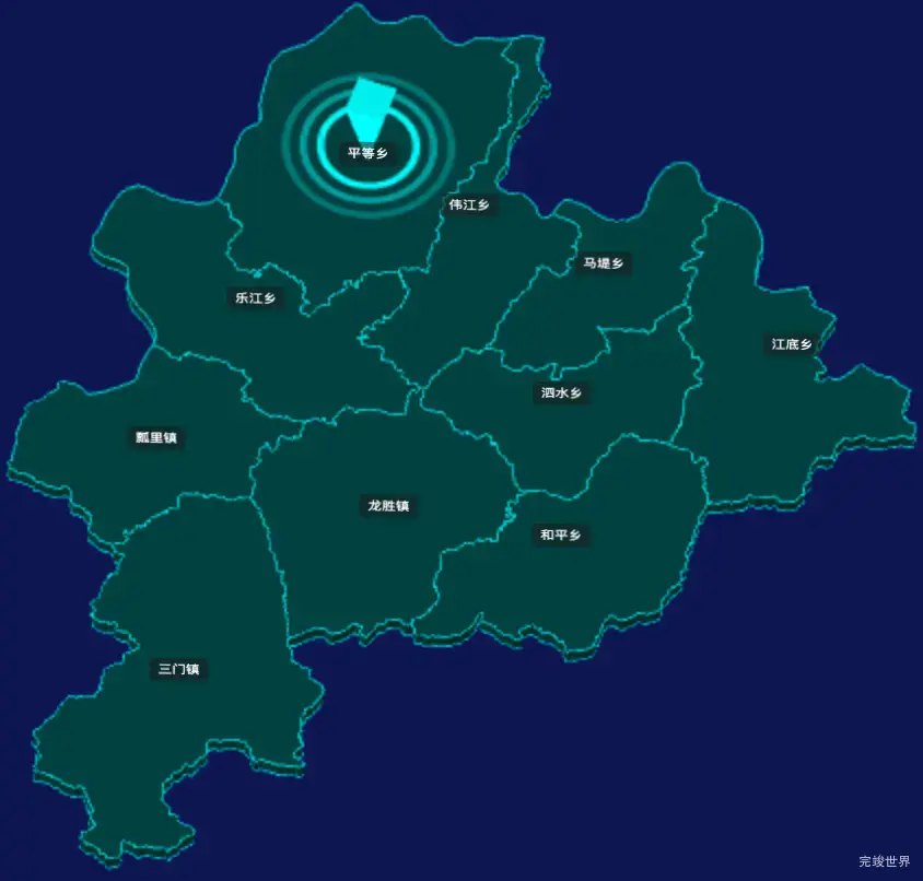 threejs桂林市龙胜各族自治县geoJson地图3d地图添加旋转棱锥