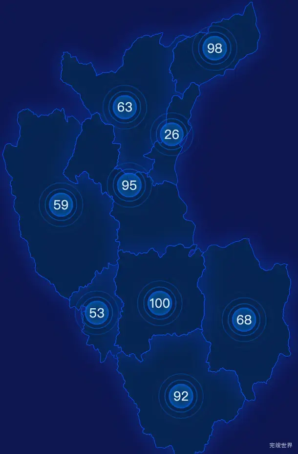 echarts桂林市恭城瑶族自治县geoJson地图圆形波纹状气泡图