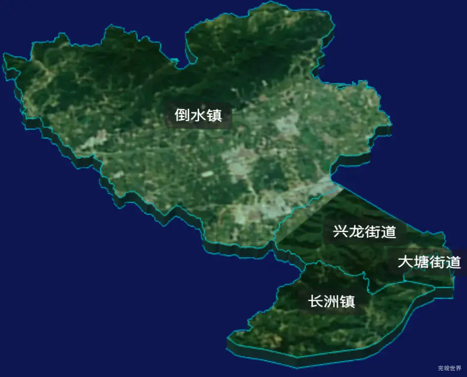 threejs梧州市长洲区geoJson地图3d地图自定义贴图加CSS3D标签