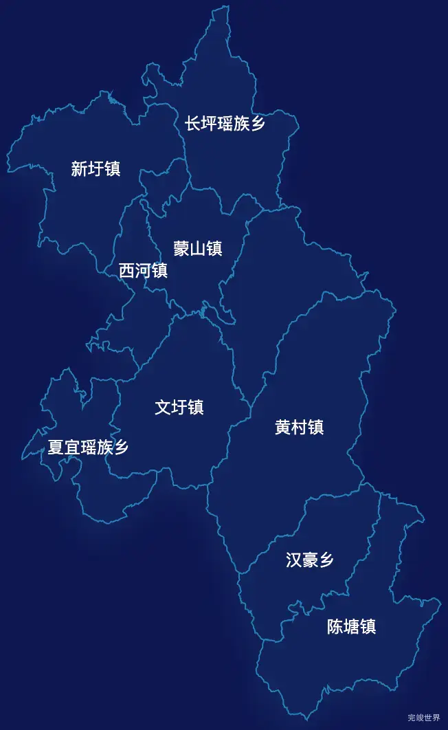 echarts梧州市蒙山县geoJson地图地图下钻展示