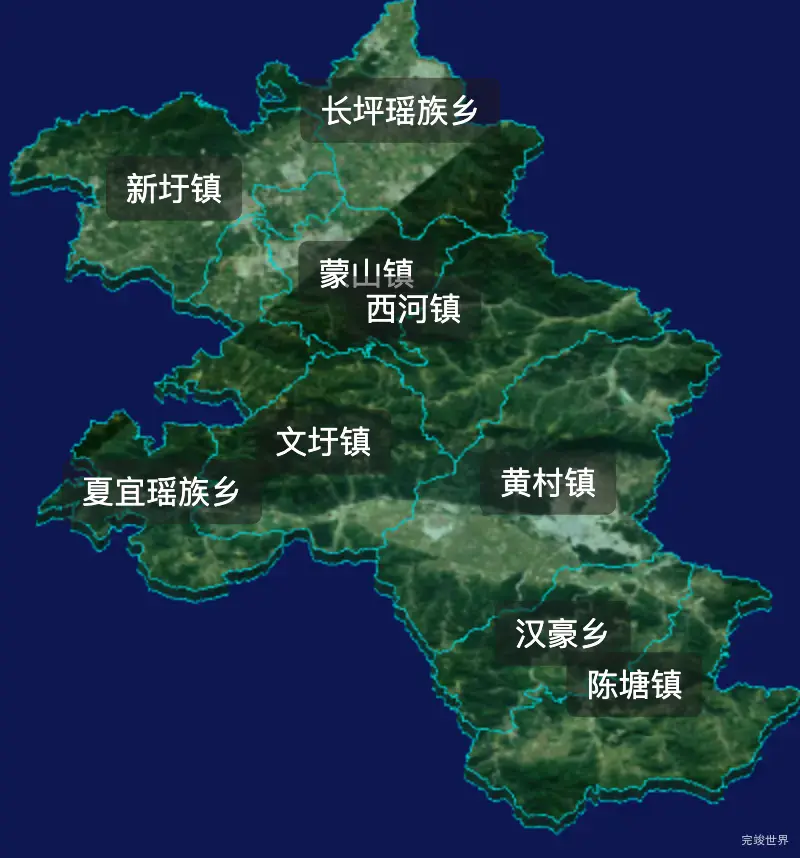 threejs梧州市蒙山县geoJson地图3d地图自定义贴图加CSS2D标签