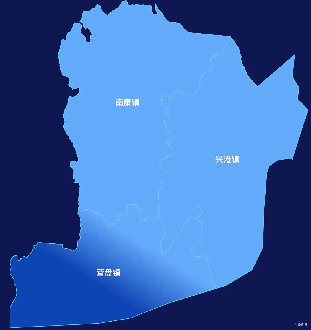 echarts北海市铁山港区geoJson地图全局颜色渐变