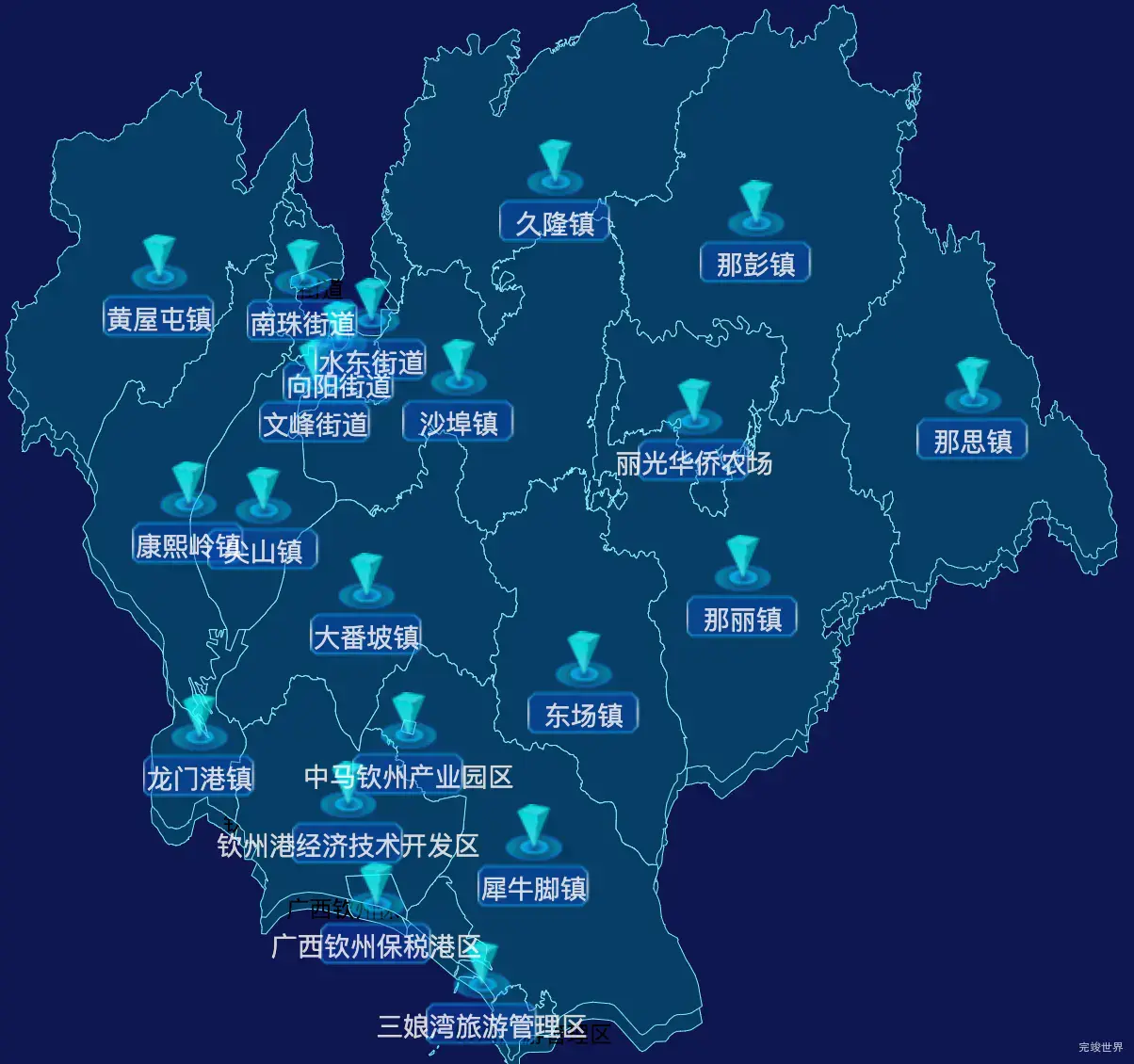 echarts钦州市钦南区geoJson地图点击跳转到指定页面