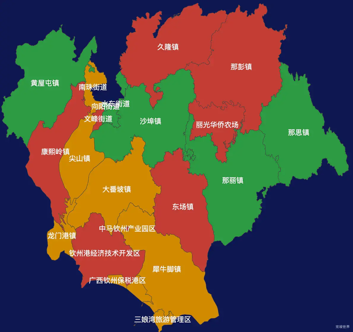 echarts钦州市钦南区geoJson地图定义颜色