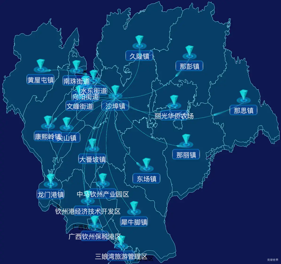 echarts钦州市钦南区geoJson地图自定义label样式