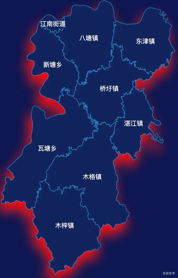 echarts贵港市港南区geoJson地图阴影