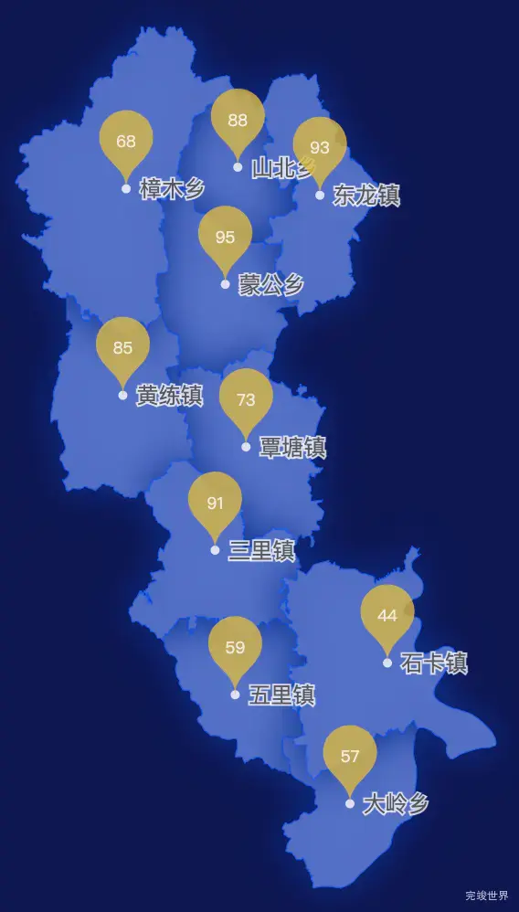 echarts贵港市覃塘区geoJson地图水滴状气泡图