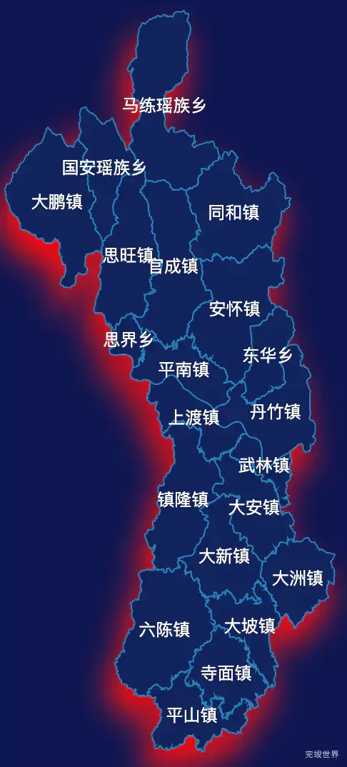 echarts贵港市平南县geoJson地图阴影