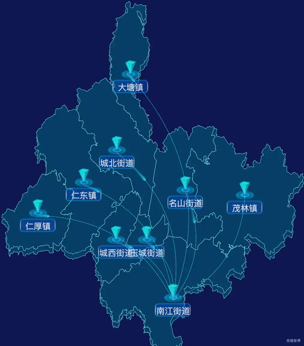 echarts玉林市玉州区geoJson地图自定义label样式