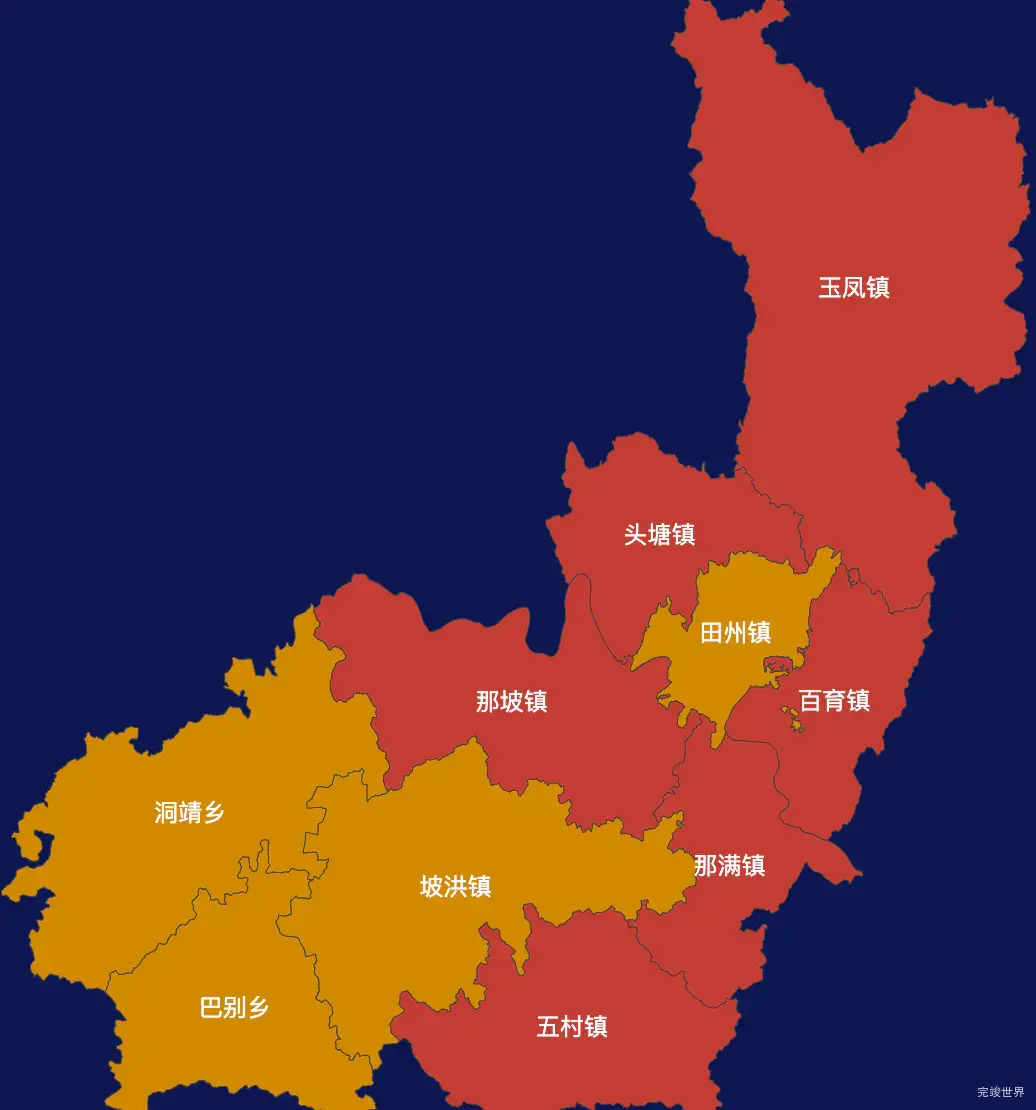 echarts百色市田阳区geoJson地图tooltip自定义html