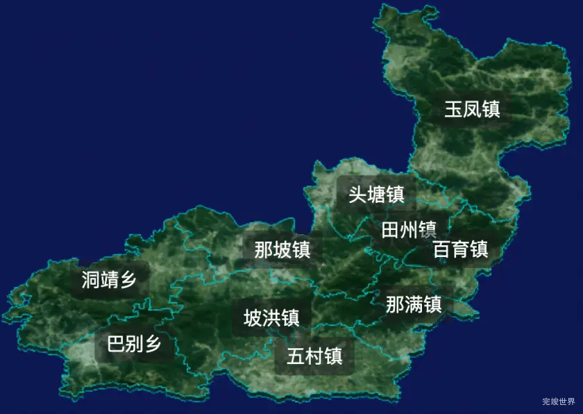 threejs百色市田阳区geoJson地图3d地图自定义贴图加CSS2D标签