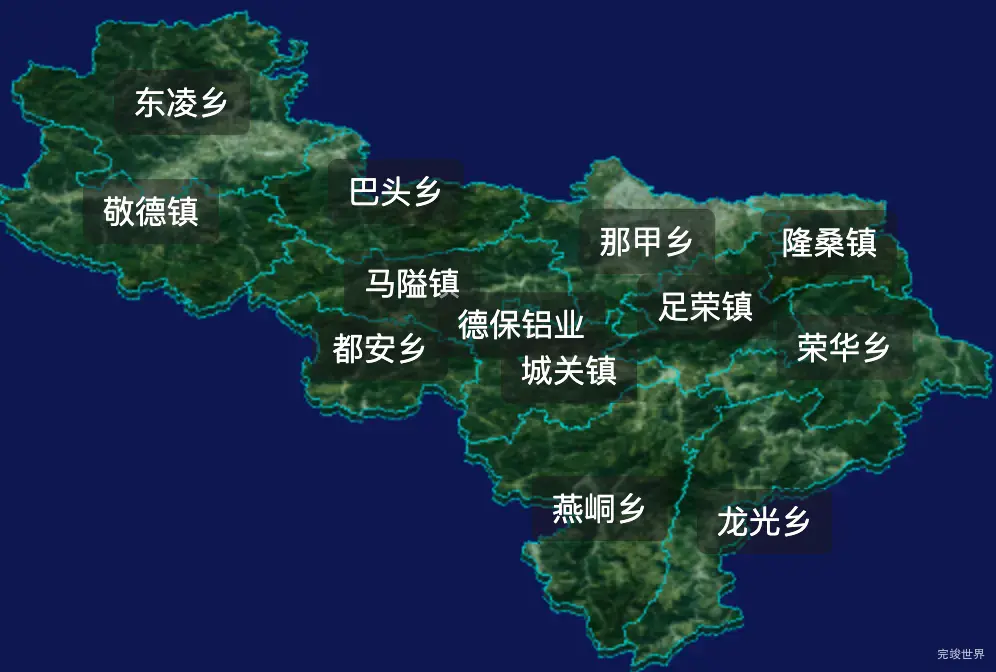 threejs百色市德保县geoJson地图3d地图自定义贴图加CSS2D标签