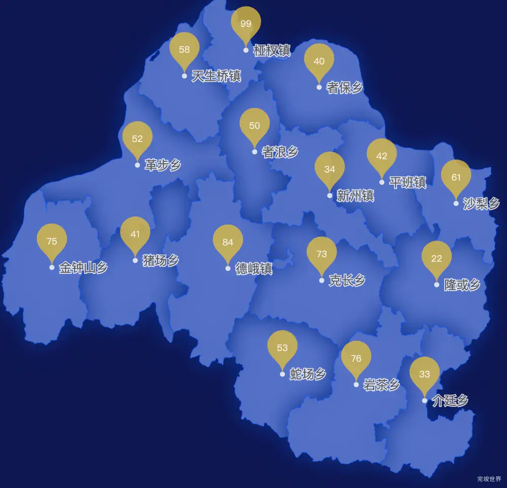 echarts百色市隆林各族自治县geoJson地图水滴状气泡图