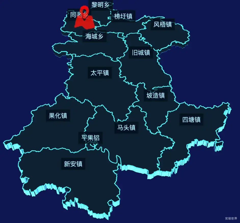 echarts百色市平果市geoJson地图3d地图自定义图标