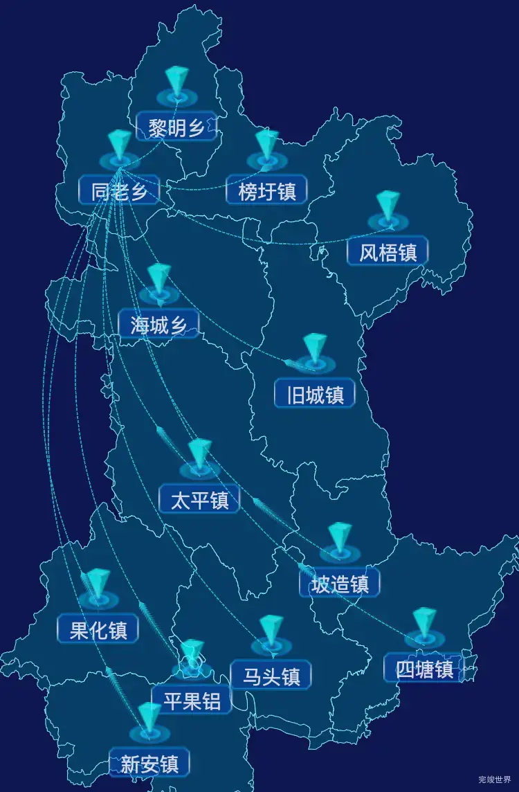 echarts百色市平果市geoJson地图label自定义样式