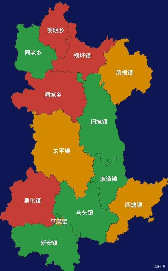 echarts百色市平果市geoJson地图定义颜色