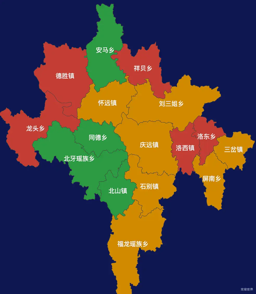 echarts河池市宜州区geoJson地图定义颜色