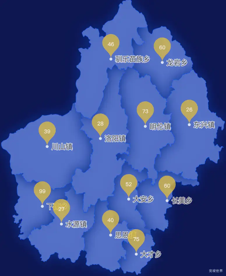 echarts河池市环江毛南族自治县geoJson地图水滴状气泡图