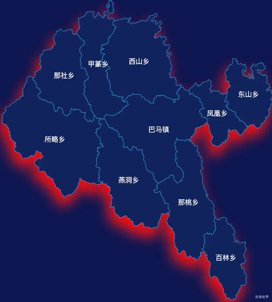 echarts河池市巴马瑶族自治县geoJson地图阴影